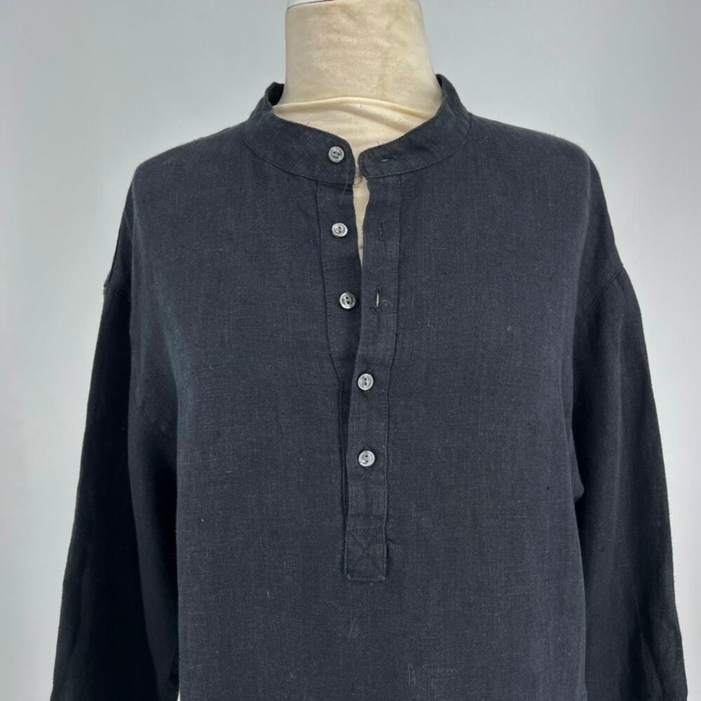 Artemesia Linen Dress Long Sleeve Medium Black USA Made - Picture 3 of 8